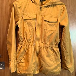 Paper Tee girls size 14, mustard, zip up jacket with hood.